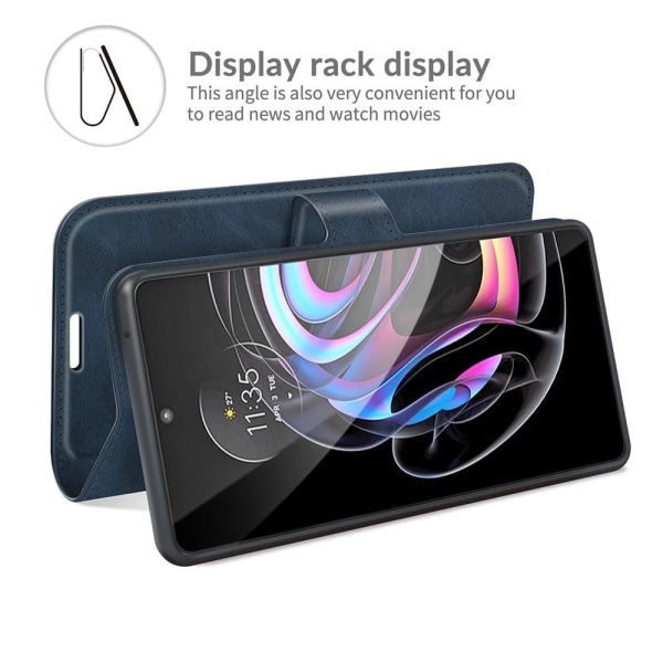 Hållbart konstläder Motorola Edge 20 Pro fodral med plånbok - Bl Blå