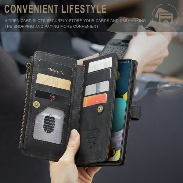 CaseMe Samsung Galaxy A51 etui med lynlås og pung - Sort Black