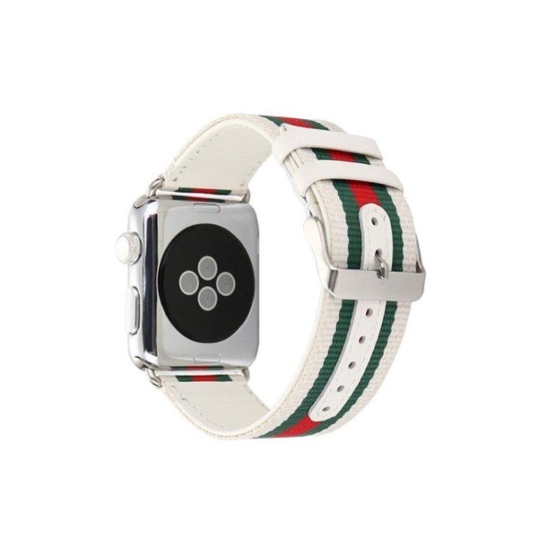 Apple Watch 42mm sports urrem i nylon og lædermateriale - Hvid White