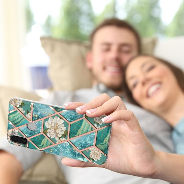 Marble Samsung Galaxy M11 / A11 Etui - Blå Blomster Blue