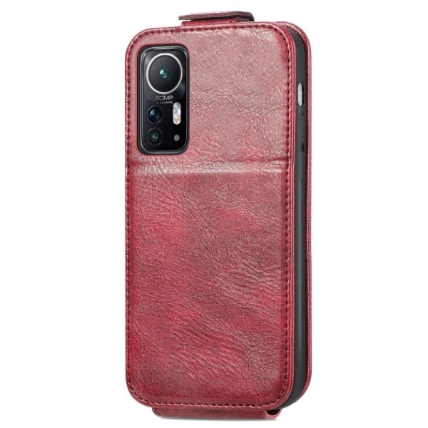 Vertical Flip Phone Etui med Zipper til Xiaomi 12S / 12x / 12 - Rød Red