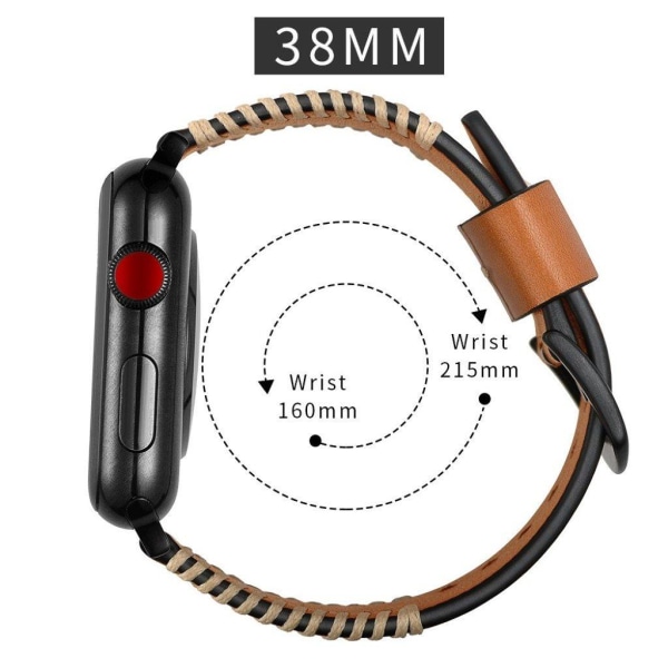 Apple Watch Series 5 40mm cool ridge läderarmband - Gul Gul