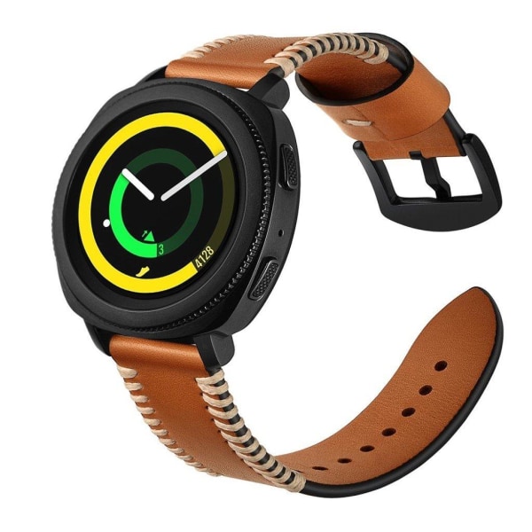 Samsung Gear Sport klockarmband i äkta läder i ridge-stil - Brun Brun