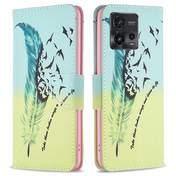 Wonderland Motorola Moto G72 Flip Etui - Fjer Green