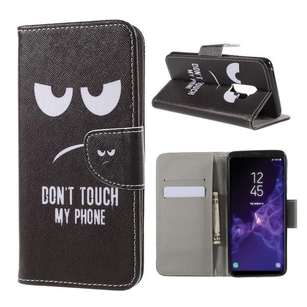 Samsung Galaxy S9 Plus mønstret grynet PU læder flip etui - vredt ansigt Multicolor