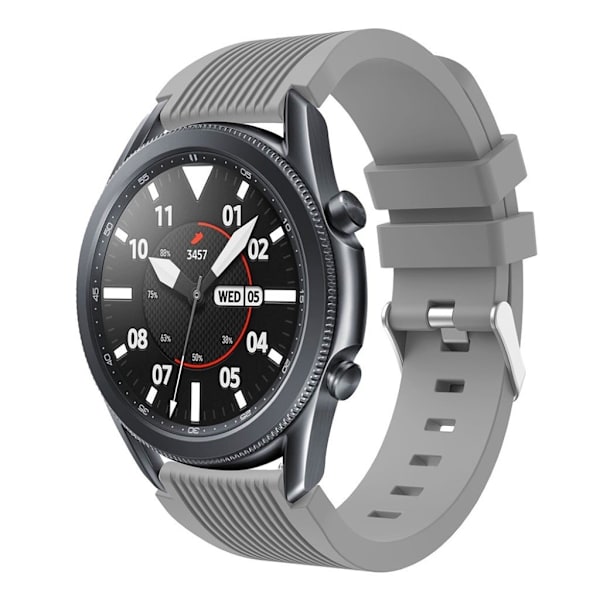 Samsung Galaxy Watch 3 (45mm) pin stripe silikone rem - grå Silver grey