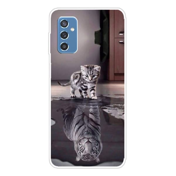 Deco Samsung Galaxy M52 5G Suojakotelo - Kissa And Tiikeri Silver grey