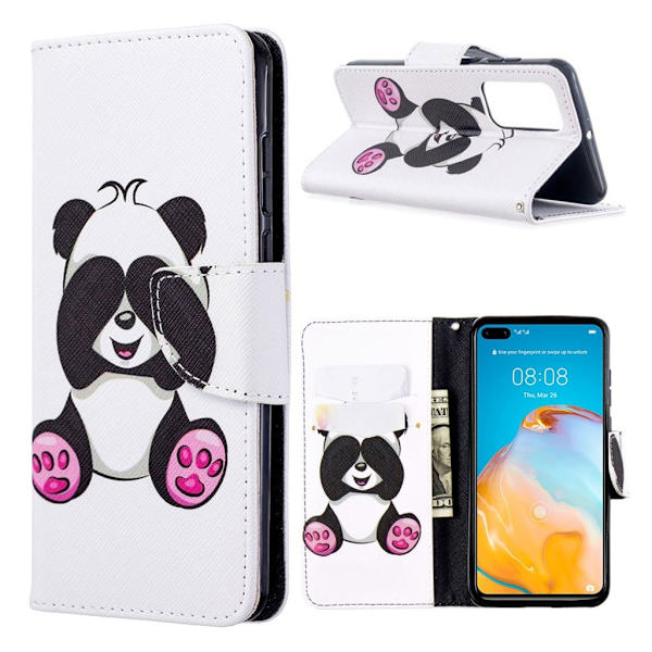 Wonderland Huawei P40 flip etui - Shy Panda Multicolor