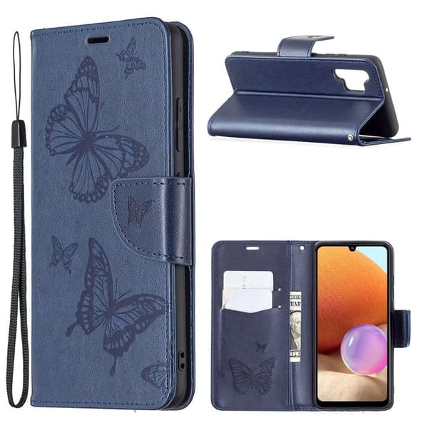 Butterfly Samsung Galaxy A32 nahkakotelo - Sininen Blue