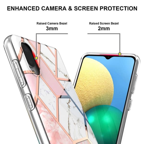 Marble Samsung Galaxy M02 / A02 Etui - Rosa / Hvit Pink