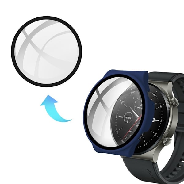 Huawei Watch GT 2 Pro durable frame + tempered glass - Midnight Blue Blå
