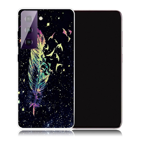 Deco Samsung Galaxy S21 Plus etui - fjer Multicolor