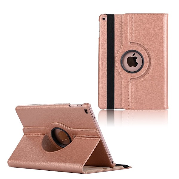 iPad (2017) flot og holdbart læder etui - Rødguld Pink