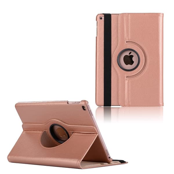 iPad (2017) Litchi Korn Roterende PU Lær Etui - Rose Gull Pink