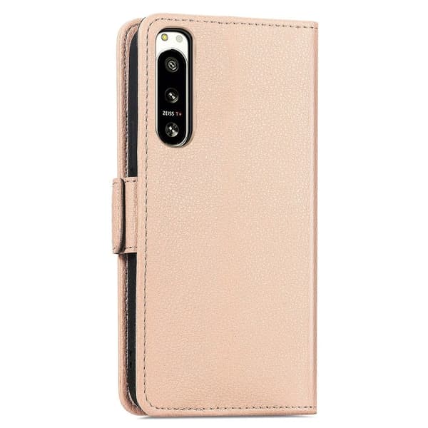 Glatt og tynt premium PU-skinnetui for Sony Xperia 5 IV - Khaki Brown