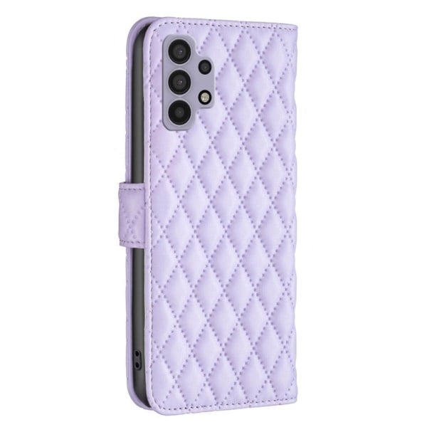 Rombuskuvioinen matta läppäkotelo Samsung Galaxy M32 5G / Samsung Galaxy A32 5G - Violetti Purple