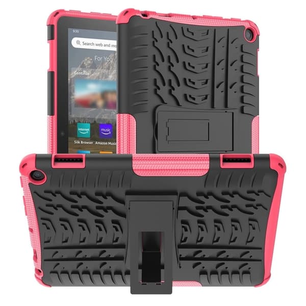 Dekkmønstret kickstand-etui for Amazon Fire 8 HD (2022) - Rose Pink