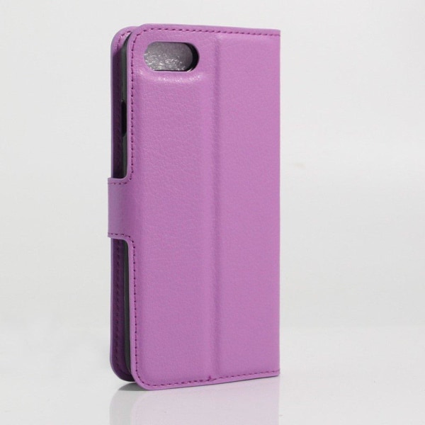 Litchi Grain Leather Wallet Case Flip Folio Stand Protective Cover iPhone SE 2nd Gen (2020)/SE (2022)/8/7 4.7 inch - Lilla Purple