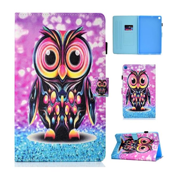 Samsung Galaxy Tab A 10.1 (2019) mønstret lædercover - ugle Multicolor