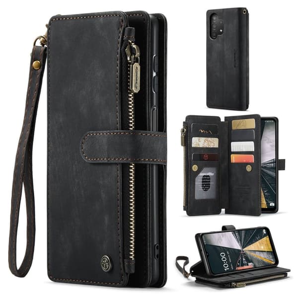 CaseMe Samsung Galaxy A13 5G etui med lynlås og pung - Sort Black