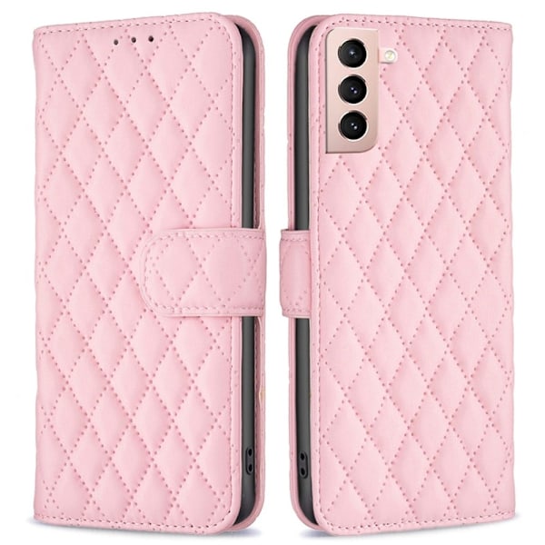 Matt Samsung Galaxy S21 fodral med rombmönster - Rosa Rosa
