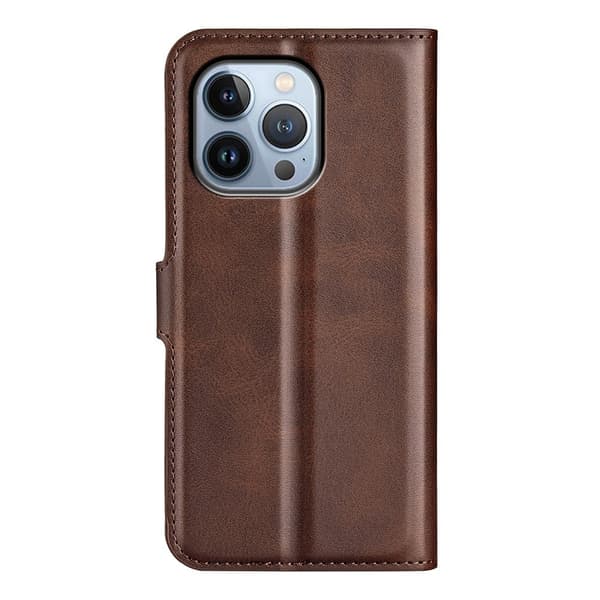 Hållbart konstläder iPhone 14 Pro fodral med plånbok - Brun Brun