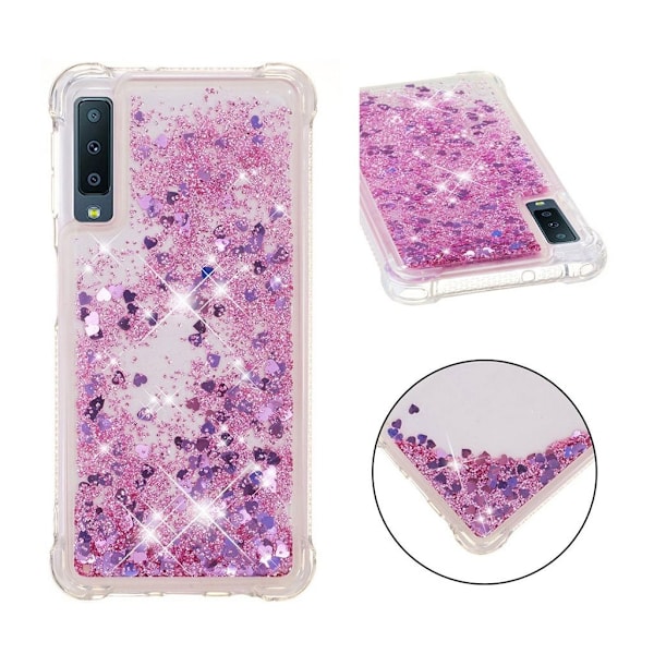 Samsung Galaxy A7 (2018) glitter pulver stødsikkert etui - Rød Red