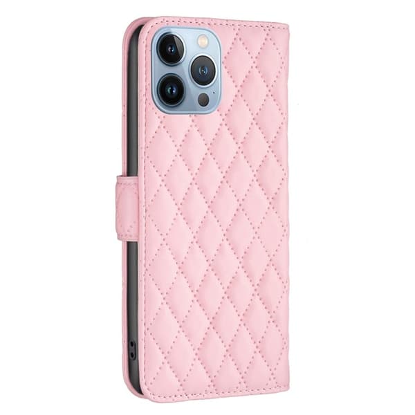 Rombuskuvioinen matta läppäkotelo iPhone 13 Pro - Pinkki Pink