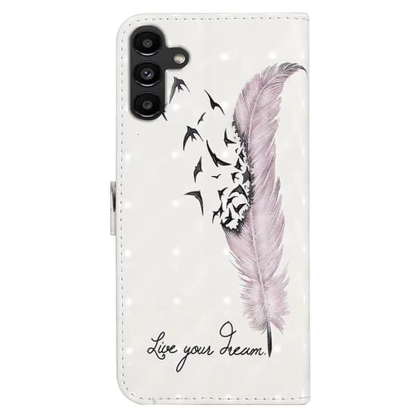Samsung Galaxy S24 FE Case 3D Pattern Printed Leather Phone Cover Kortholder - Fjer Purple