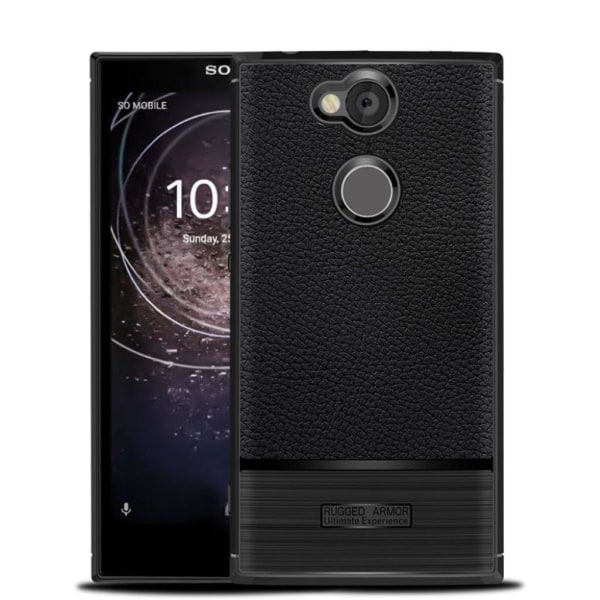 Köp Sony Xperia XA2 mobilskal TPU litchi borstad textur - Svart | Fyndiq
