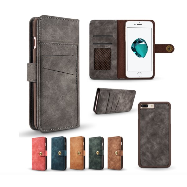 Plånboksfodral i matt läder till iPhone X/XS Petroliumblå