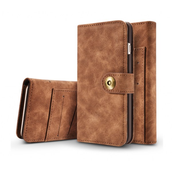 Plånboksfodral i matt läder till iPhone X/XS Aprikos