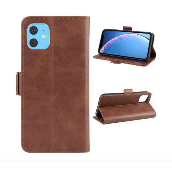 Läderfodral / plånboksfodral med magnetflärp till iPhone XR Svart
