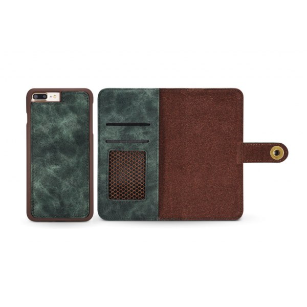Plånboksfodral i matt läder till iPhone X/XS Mörkbrun