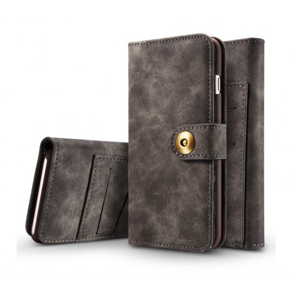 Plånboksfodral i matt läder till iPhone 7/8 PLUS Grå