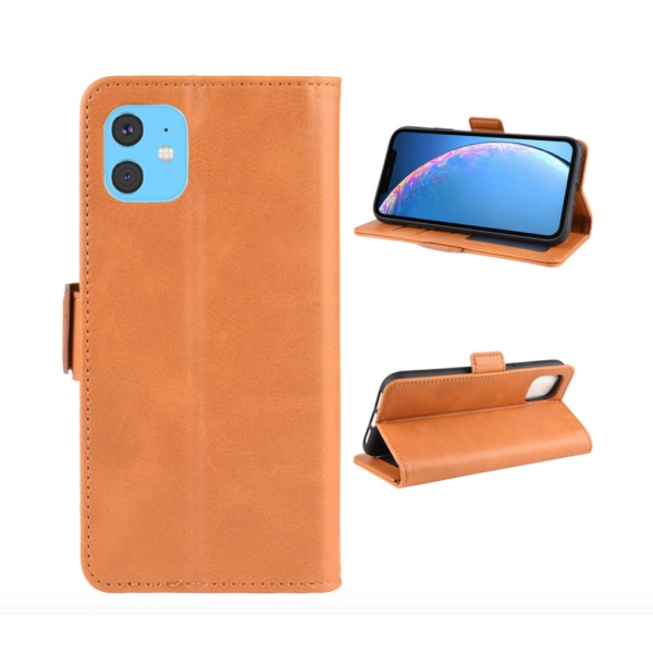 Läderfodral / plånboksfodral med magnetflärp till iPhone 7/8 Mörkbrun