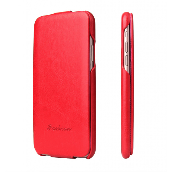 Fashion vertikalt flipfodral i läder - iPhone 7 & 8 Röd