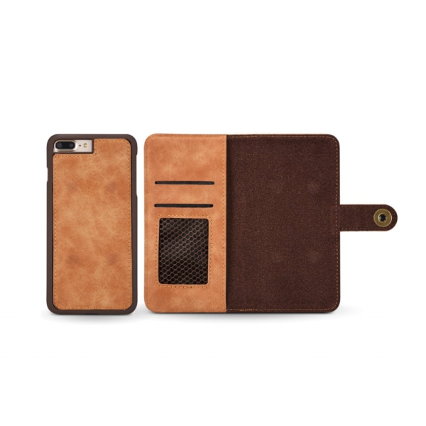 Plånboksfodral i matt läder till iPhone X/XS Mörkbrun