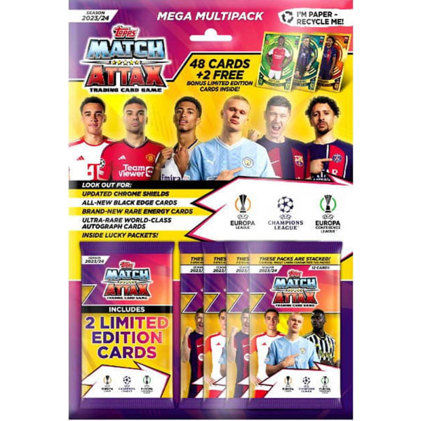 Fotbollskort - MEGA Multi Pack - 2023-24 Topps Match Attax (50 kort)