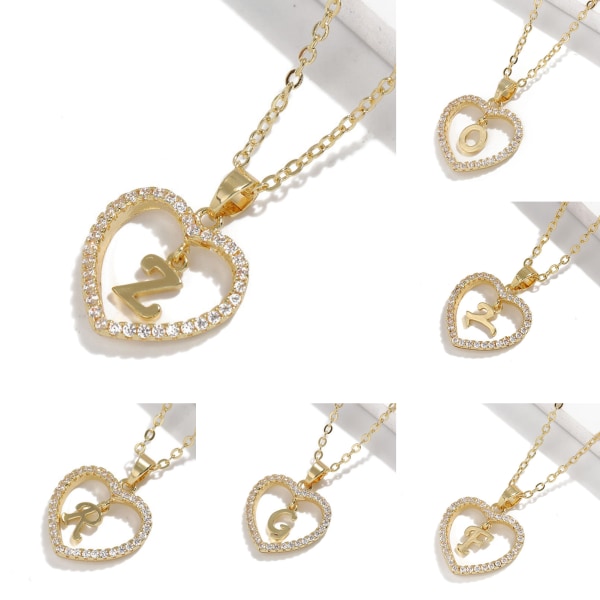Köp 1 st Kvinnor Stor bokstav Hjärta initialt hänge halsband | Fyndiq