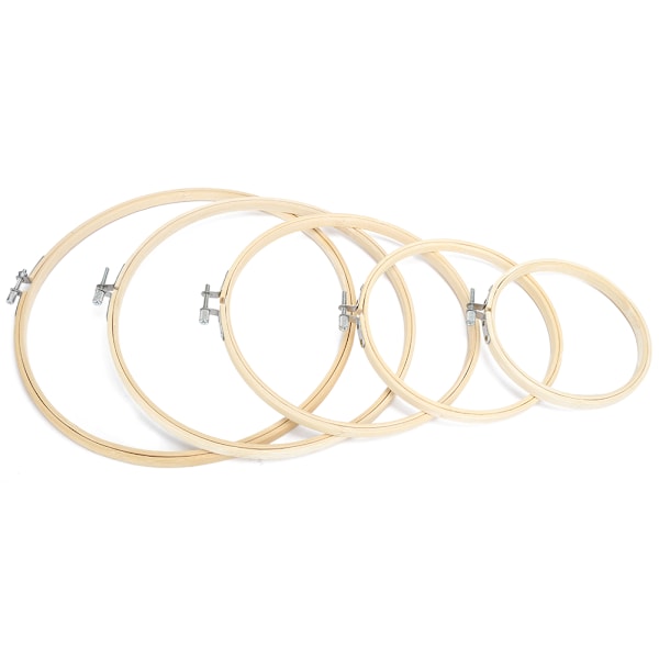 5-delad Rund Bambu Broderiram Set med Korsstygn Ramar Loop Handsyverktyg