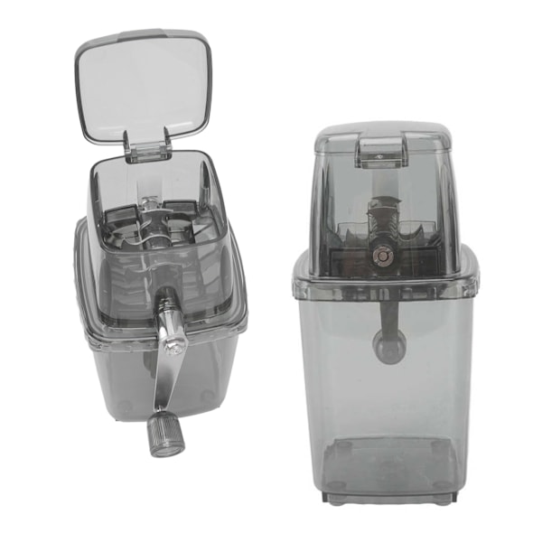 Bärbar Handvevad Iskrossare 1.25L Manuell Shaved Ice Chopper för Hem, Utomhuscamping, Transparent Svart