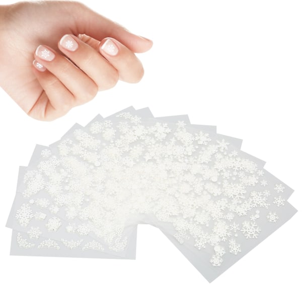 Julnageldekaler 12 Ark Självhäftande Snöflinga Manikyr Dekaler för Kvinnor Flickor, Hållbara & Lätta att Applicera Nageltillbehör
