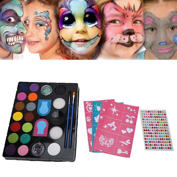 Ansiktsmålning Set för Barn, Glitterpulver och Kroppsmålning Pigment Kit för Barns DIY Kosmetik, Konst och Hantverk Verktygsset