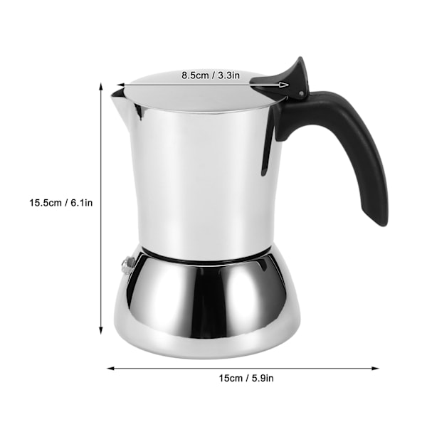 Kaffebryggare i rostfritt stål, Mocha-kanna, extraktionskanna 304 för hem och kommersiellt bruk, hållbar och lätt att rengöra, kaffebryggare för barista
