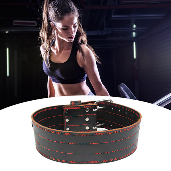Rött Läder Powerlifting Viktlyftningsbälte, Justerbart Midjebälte för Bodybuilding Fitness Träning, Skivstångsstöd, Hållbart Lädermaterial
