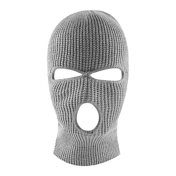 Varm Unisex Balaclava Mask med 3 Hål för Vinter Grey
