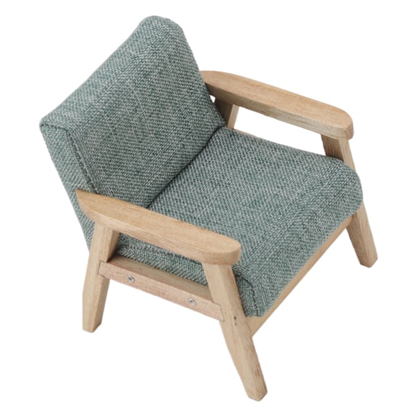 1:12 Skalmodell Japansk Stil Miniatyr Soffa, Grågrön Tyg Fåtölj, Enstaka Vardagsrums Möbel Dekoration för Miniatyr Samlare