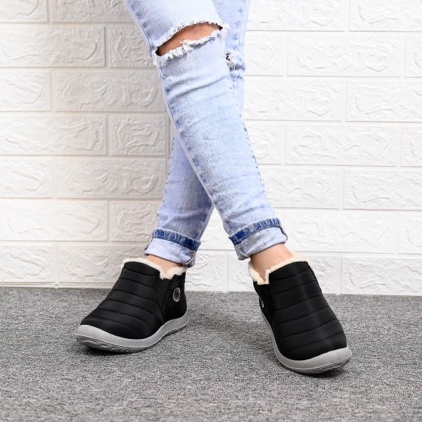 Herrstövlar Lätta vinterskor för män Snowboots Vattentäta Vinterskor Plus Size 47 Slip On Unisex Ankel Vinterstövlar Black 36