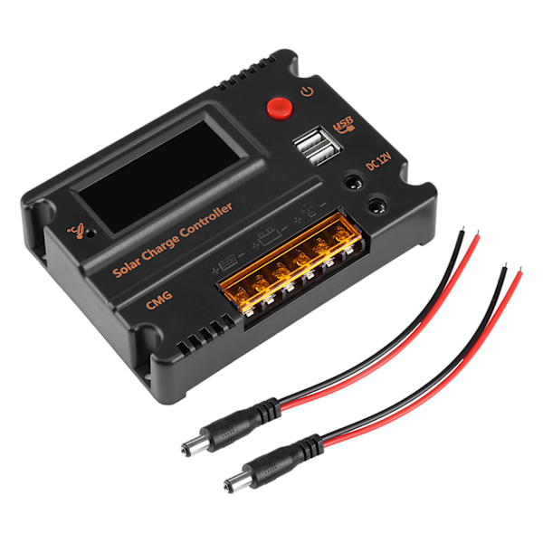 12V/24V Solpanel Laddare Reglerare 10A Dubbel USB Vattentät Intelligent Regulator för DC Batterisystem, Effektiv Energiförvaltning